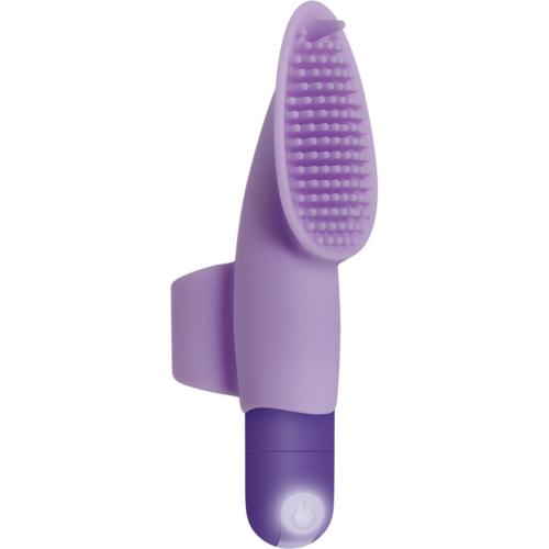 Фиолетовая вибропуля с силиконовой щеточкой для клиторальной стимуляции Fingerific - 0