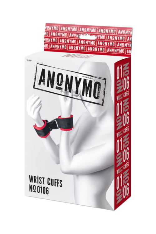 Красно-черные велюровые наручники Anonymo - 12
