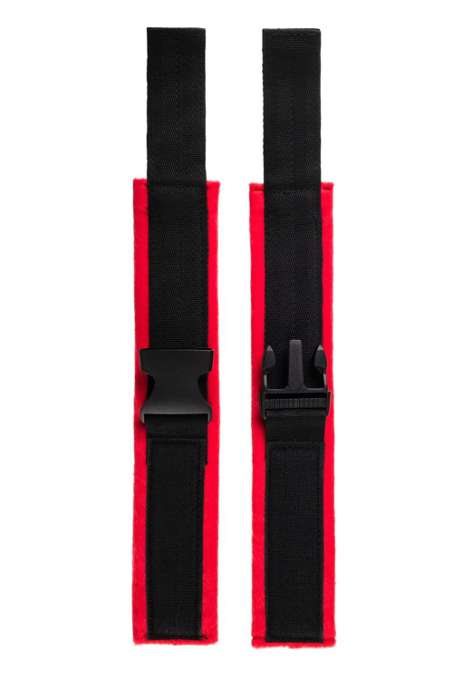 Красно-черные велюровые наручники Anonymo - 6