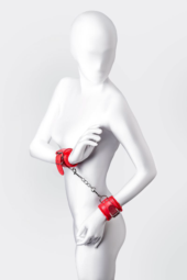Красные наручники Anonymo из искусственной кожи - 3