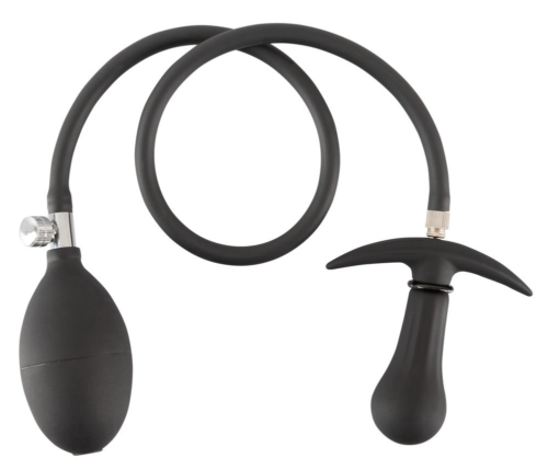 Черная анальная втулка-расширитель Inflatable Plug - 0