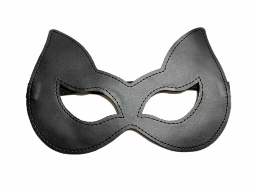 Черная лаковая маска с ушками из эко-кожи - 1
