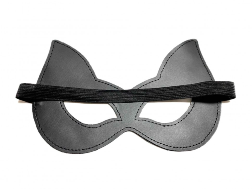 Черная лаковая маска с ушками из эко-кожи - 2