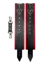 Черно-красные наручники из эко-кожи - 2