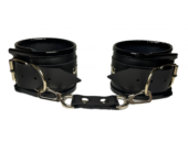 Черные наручники из эко-кожи - 1