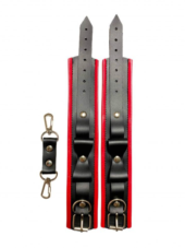 Черно-красные наручники с бантиками из эко-кожи - 2