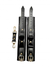 Черные наручники с бантиками из эко-кожи - 2