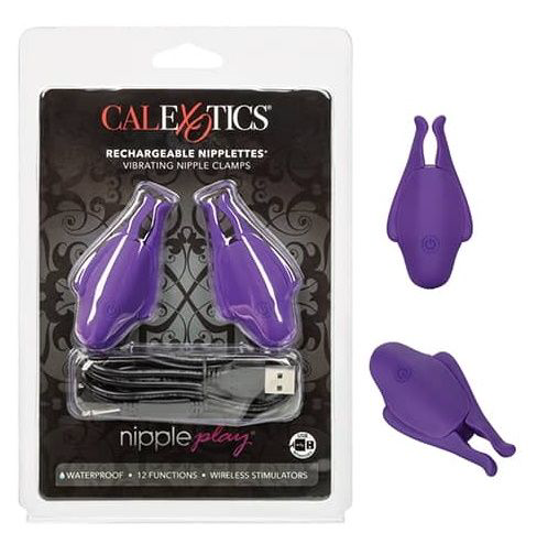 Фиолетовые виброзажимы для сосков Nipple Play Rechargeable Nipplettes - 1