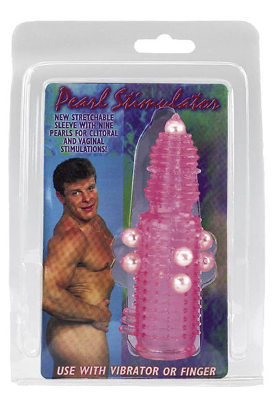 Розовая эластичная насадка на пенис с жемчужинами, точками и шипами Pearl Stimulator - 11,5 см. - 0