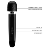 Черный мощный жезловый вибратор с изогнутой ручкой Charming Massager - 24 см. - 6
