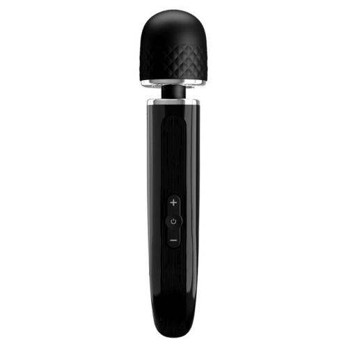 Черный мощный жезловый вибратор с изогнутой ручкой Charming Massager - 24 см. - 2