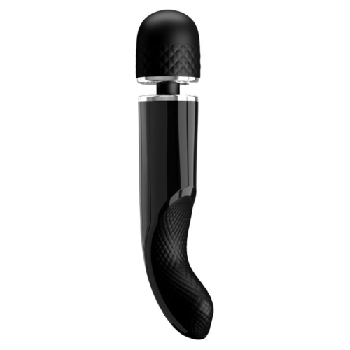 Черный мощный жезловый вибратор с изогнутой ручкой Charming Massager - 24 см. - 4