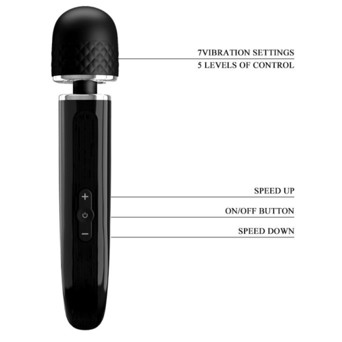 Черный мощный жезловый вибратор с изогнутой ручкой Charming Massager - 24 см. - 6