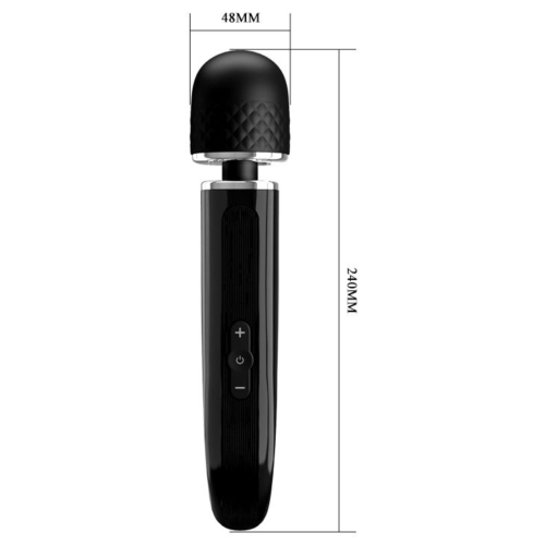 Черный мощный жезловый вибратор с изогнутой ручкой Charming Massager - 24 см. - 7