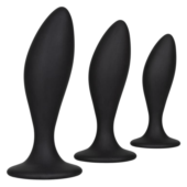 Набор из трех черных анальных пробок Silicone Anal Curve Kit - 0