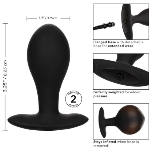 Черная расширяющаяся анальная пробка Weighted Silicone Inflatable Plug Large - 8,25 см. - 4