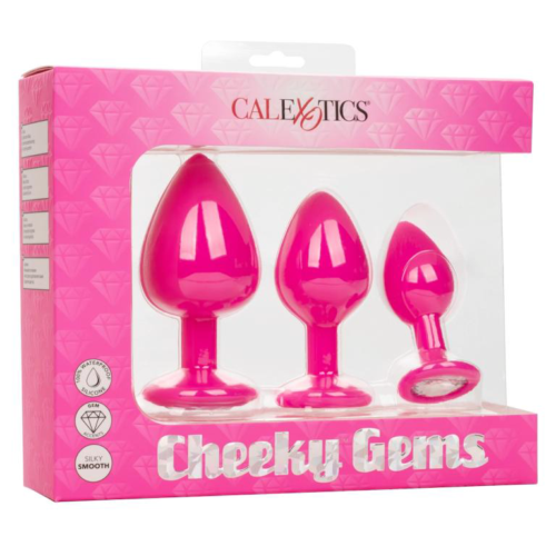 Набор из трёх розовых анальных пробок с кристаллом Cheeky Gems - 2