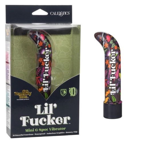 Черный мини-вибратор с цветочным принтом Lil Fucker Mini G-Spot Vibrator - 12,75 см. - 1
