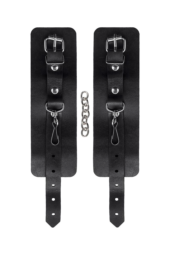 Черные однослойные кожаные наручники - 4