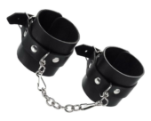 Черные однослойные кожаные наручники - 0