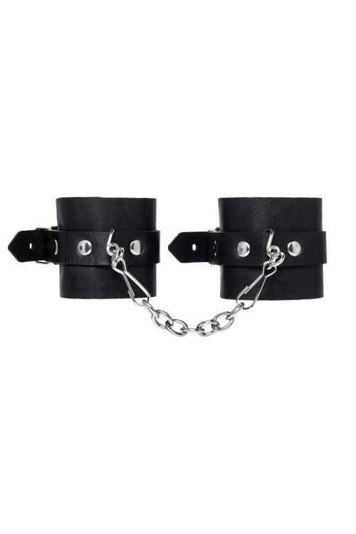 Черные однослойные кожаные наручники - 1