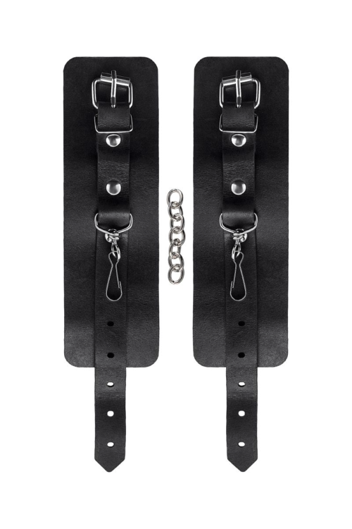 Черные однослойные кожаные наручники - 4