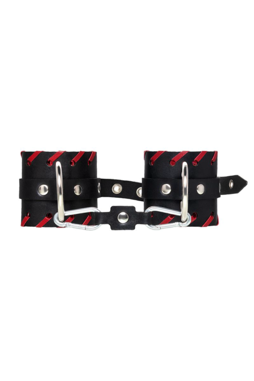 Черные наручники с красной окантовкой - 2