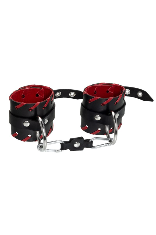 Черные наручники с красной окантовкой - 3