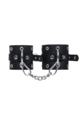 Черные однослойные наручники с люверсами - 1