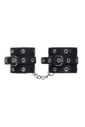 Черные однослойные наручники с люверсами - 2
