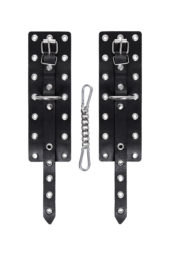 Черные однослойные наручники с люверсами - 4