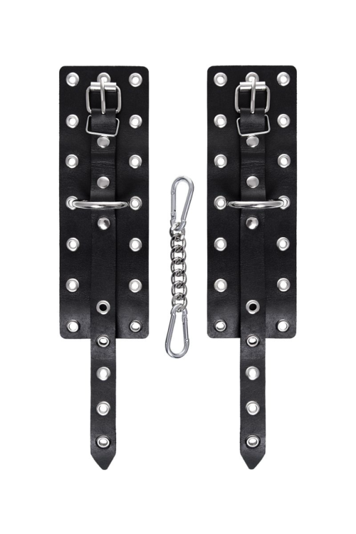 Черные однослойные наручники с люверсами - 4