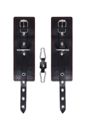 Черные однослойные наручники с контрастной строчкой - 4