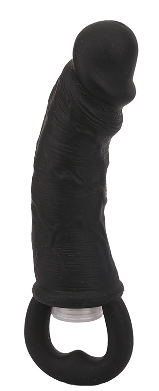 Чёрная вибровтулка-фаллос Erotic Loop Tuggers Hard Core - 11,4 см. - 0