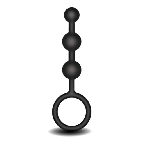 Черная анальная мини-цепочка с 3 шариками - 0