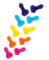 Набор из 10 разноцветных свечей «Мини пенис» - 0