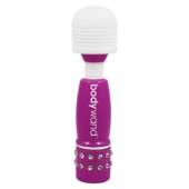 Фиолетово-белый жезловый мини-вибратор с кристаллами Mini Massager Neon Edition - 0