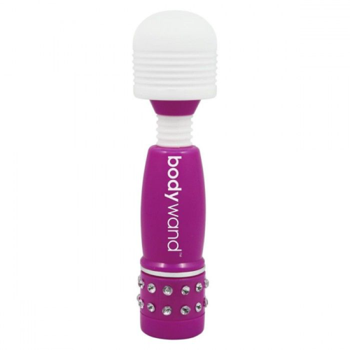 Фиолетово-белый жезловый мини-вибратор с кристаллами Mini Massager Neon Edition - 0