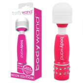 Розово-белый жезловый мини-вибратор с кристаллами Mini Massager Neon Edition - 1