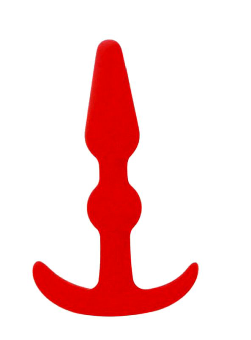 Красная анальная втулка T-SHAPE SILICONE BUTT PLUG RED - 8,9 см. - 0