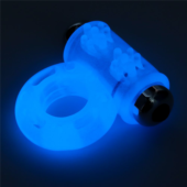 Голубое, светящееся в темноте эрекционное виброкольцо Lumino Play Vibrating Penis Ring - 1