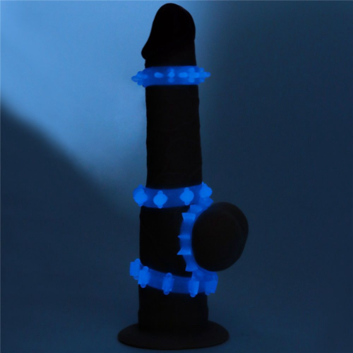 Набор из 4 голубых, светящихся в темноте эрекционных колец Lumino Play - 2