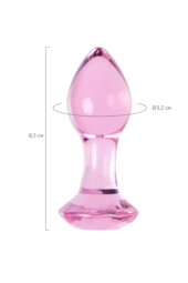 Розовая анальная втулка из стекла - 8,5 см. - 6