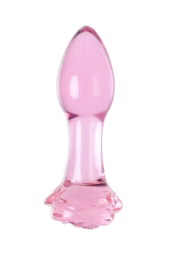 Розовая анальная втулка из стекла - 12,6 см. - 0