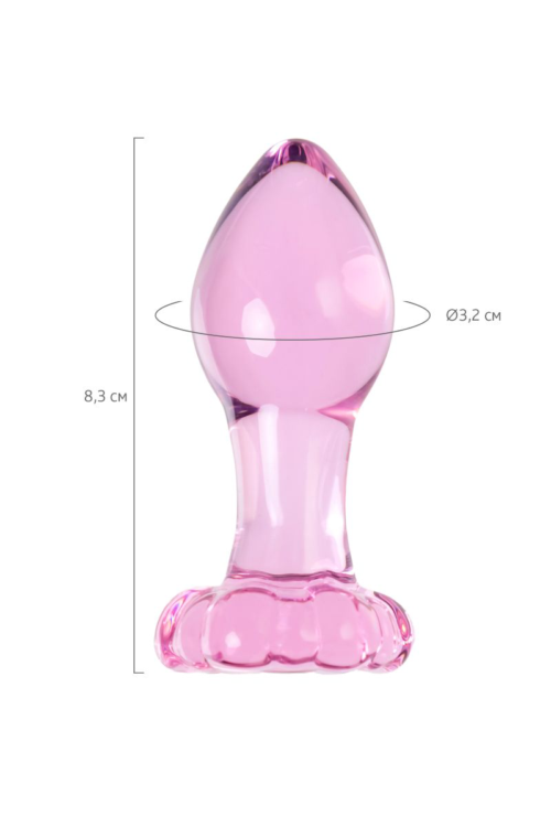 Розовая анальная втулка из стекла - 8,3 см. - 6