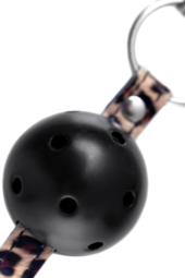 Черный кляп-шар на леопардовых ремешках Anonymo - 6