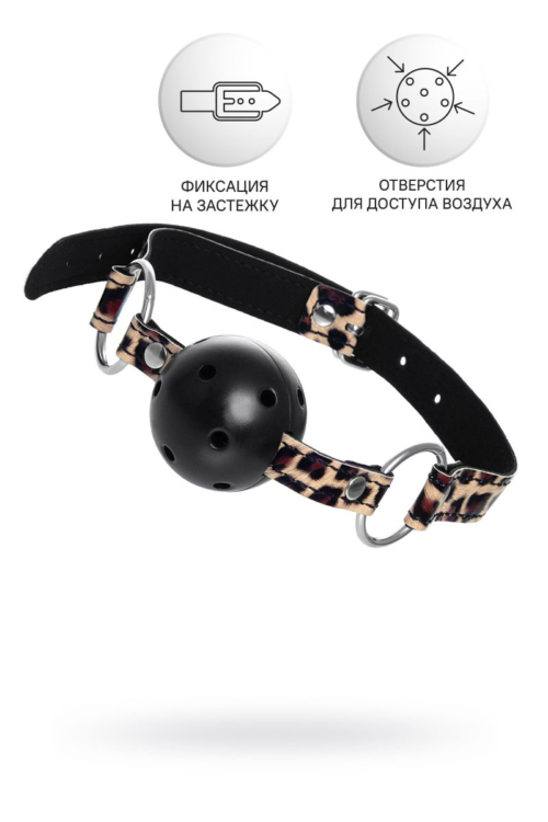 Черный кляп-шар на леопардовых ремешках Anonymo - 1