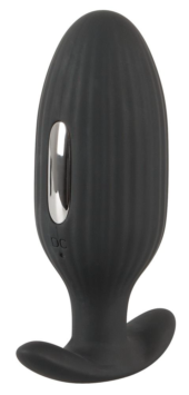 Черная анальная втулка с вибрацией и электростимуляцией Vibrating E-Stim Butt Plug - 9,2 см. - 0