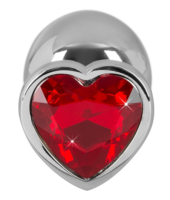 Серебристая анальная втулка с красным кристаллом - 8,2 см. - 1