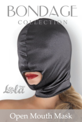 Чёрная шлем-маска Open Mouth Mask с вырезом для рта - 0